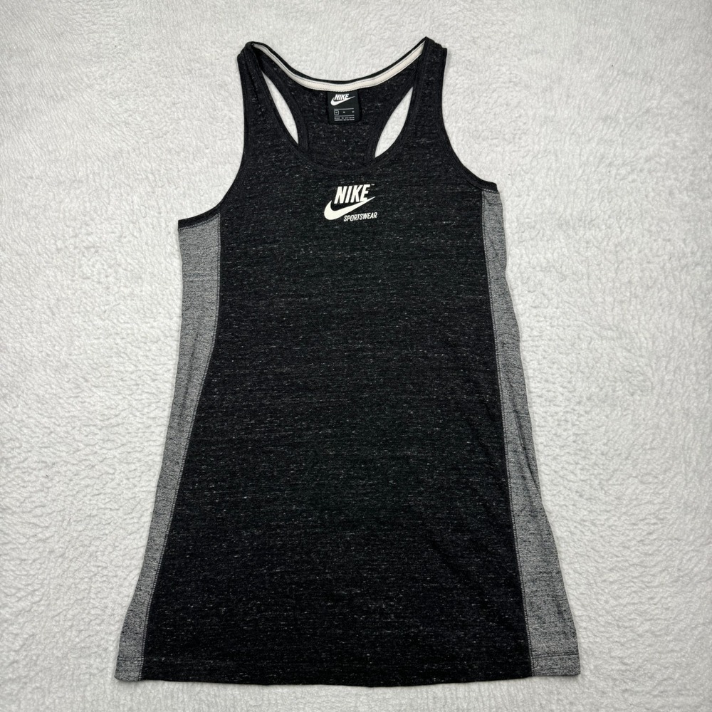 Nike Sportswear Gym Tank Dress Black and Grey CT6104-010 Women's Size Medium